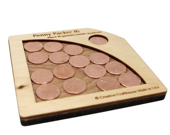 Penny Packer 16 - Divertido y único rompecabezas de madera - Rompecabezas de madera para adultos - Encaja todas las monedas en el marco - Un regalo ideal