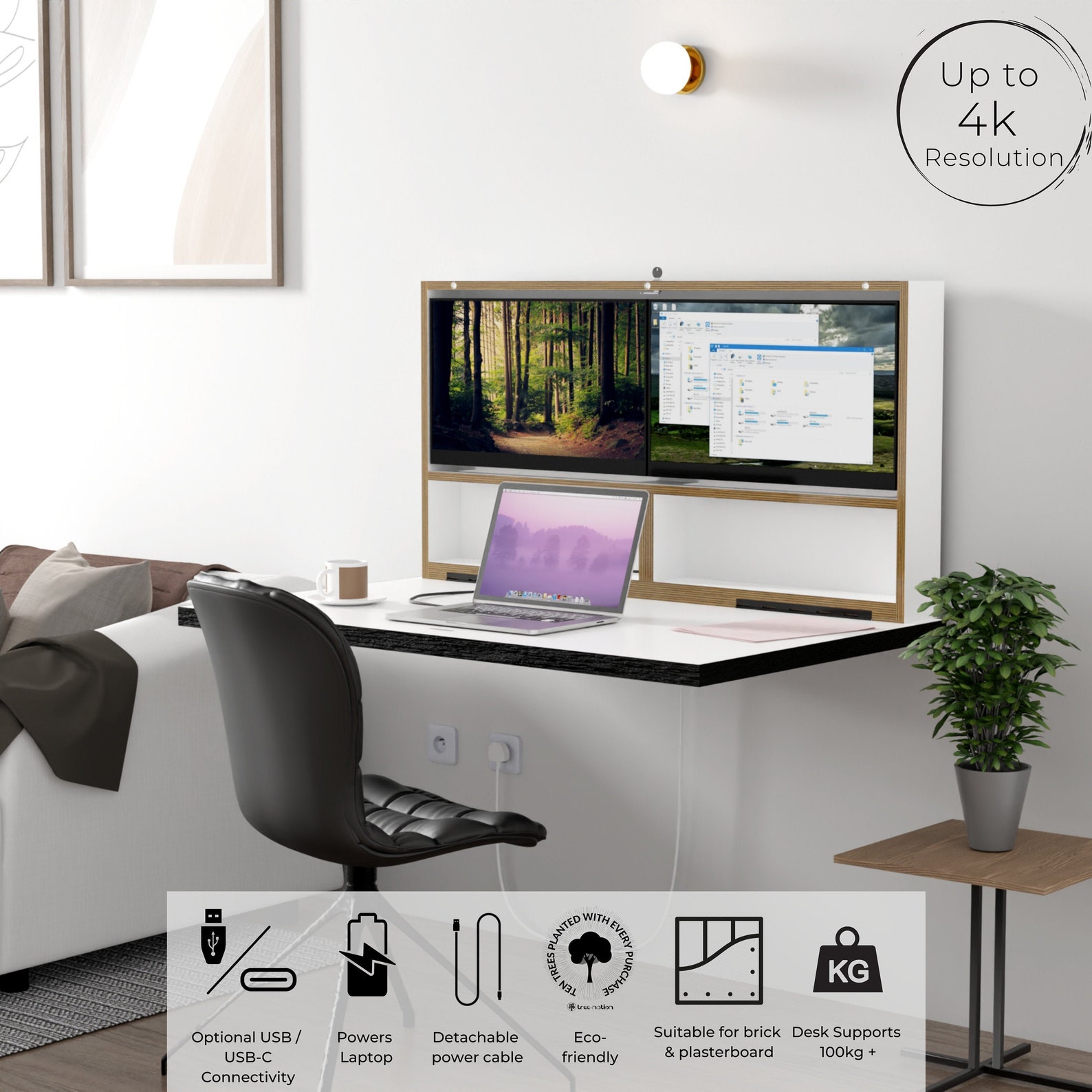 DropTop.™ Duo. Wallmounted folding computer desk. Etsy