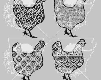 Patterned Chicken SVG set