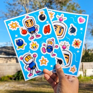 Glossy Bomberman Stickers | Kiss Cut Sheets | Retro Game Art