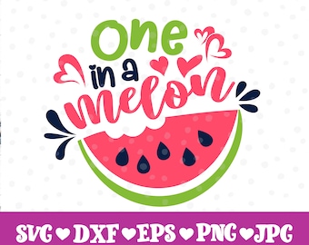 Uno en un melón svg, Sandía svg, Vacaciones svg, Playa svg, Verano svg, Uno en una camisa de melón svg, archivo cortado para Cricut Silhouette dxf png