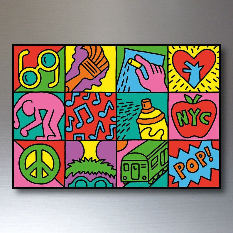 Fridge Magnets set of 8 Keith Haring painting street art decorative fridge magnets zdjęcie 2