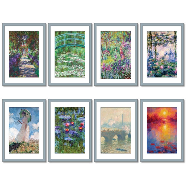 Fridge Magnets set of 8 vintage Claude Monet art painting fridge magnets