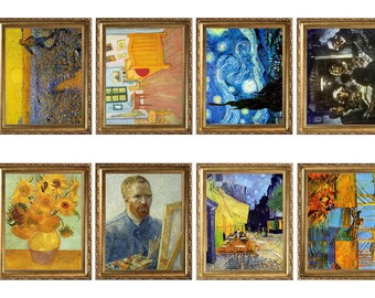 Set di 8 magneti da frigo di Van Gogh