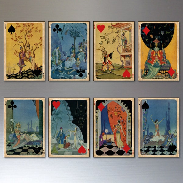 Vintage Tarot cards fridge magnets set of 8 retro large tarot card magnets No.3