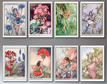 Koelkastmagneten Victorian Garden Fairy Klassiek Decoratieve magneetset van 8 magneten