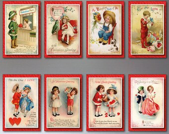 Valentines Fridge Magnets set of 8 vintage valentines cards fridge magnets No.2