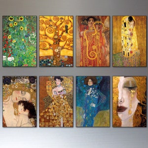 Gustav Klimt Fridge Magnets  set of 8 decorative magnets