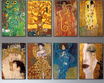 Gustav Klimt Fridge Magnets  set of 8 decorative magnets