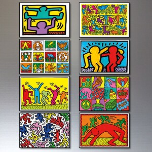 Fridge Magnets set of 8 Keith Haring painting street art decorative fridge magnets