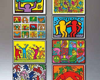 Juego de imanes de nevera de 8 imanes de nevera decorativos de arte callejero de pintura de Keith Haring