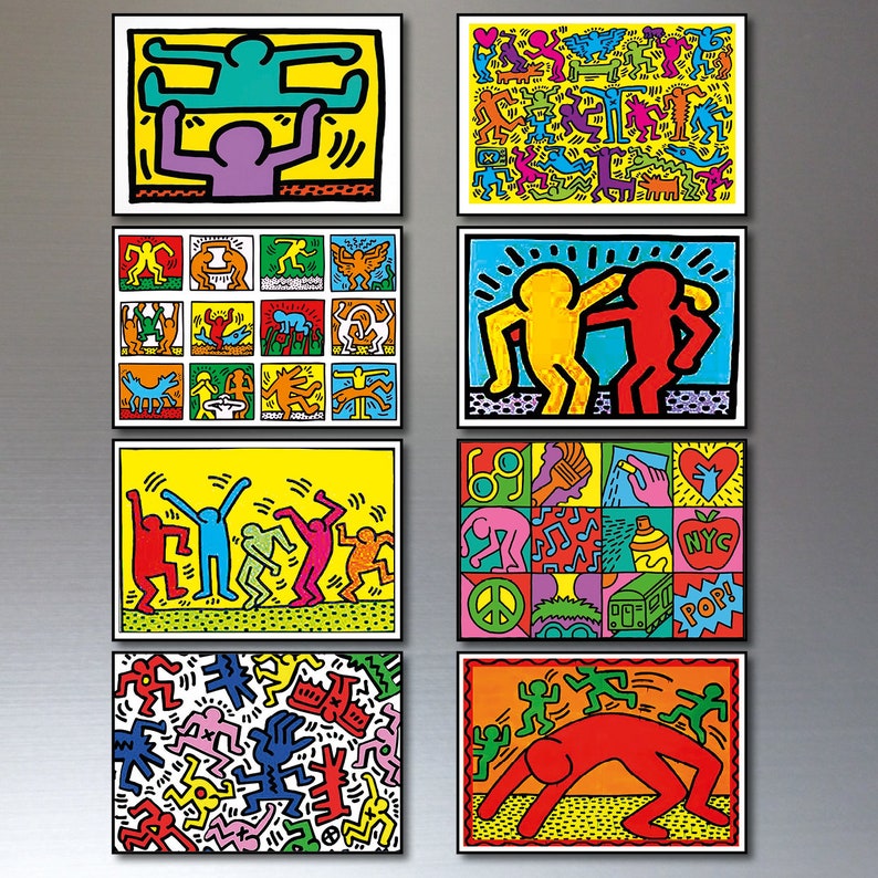 Fridge Magnets set of 8 Keith Haring painting street art decorative fridge magnets zdjęcie 1