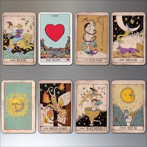 Vintage Tarot cards fridge magnets set of 8 retro large tarot card magnets No.2