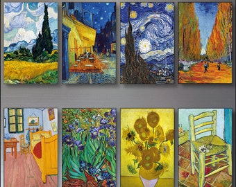 Lot de 8 aimants pour réfrigérateur peinture Vincent van Gogh
