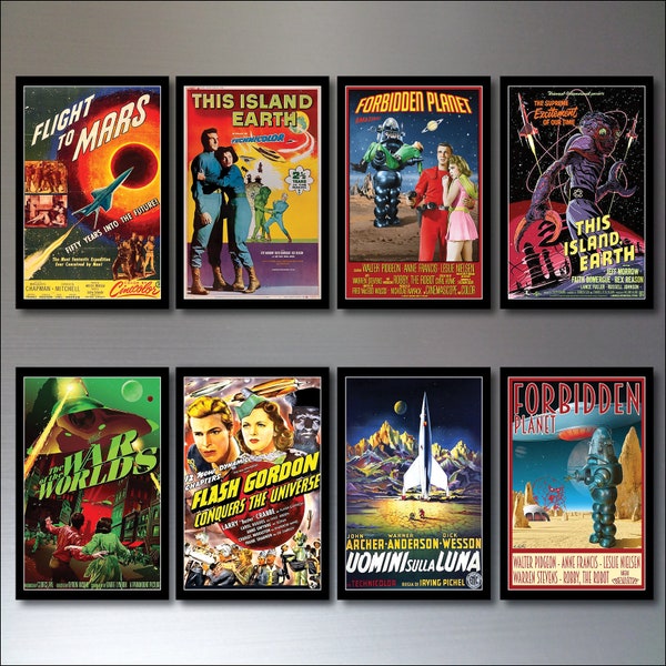 Classic B Movie Film Poster Fridge Magnets Set of 8 large fridge magnets No.5
