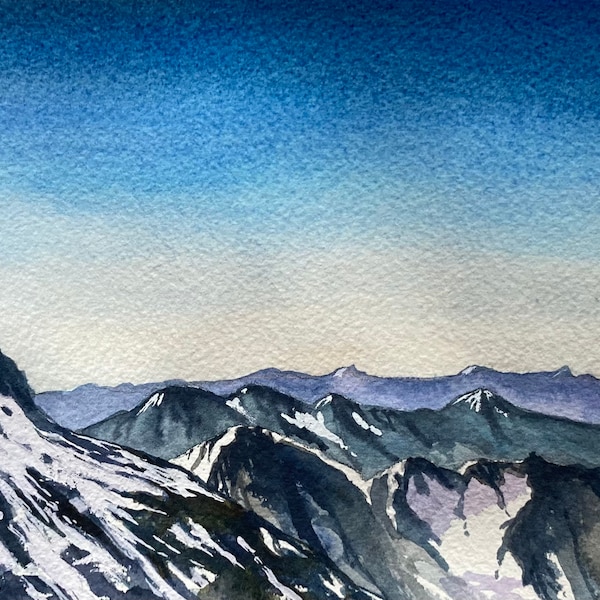 Die Bernina Alpen bei Sonnenaufgang - original signiertes Aquarell