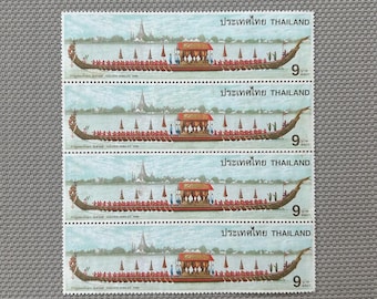 Thailand Stamps 1997 Suphannahong Barge | Block of 4 Connected Stamps | Vintage Thai Collectible