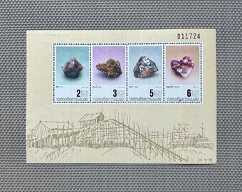 Thailand Mineral Stamps sheet 1990 Tin, Zinc, Fluorite, Lead | Thai Commemorative Stamp Set