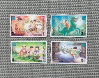 Thailand Stamps 1999 BANGKOK 2000 (2nd Series) | Thai Folklore & Literature | Set of 4 Commemorative Stamps