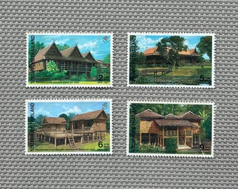 Thailand Stamps 1997 THAIPEX '97 | Traditional Thai Houses Set of 4 | Vintage Philatelic Exhibition