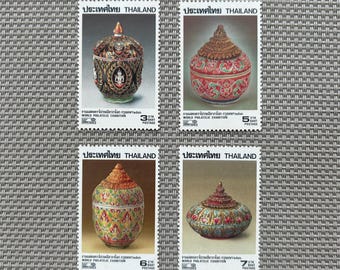 Thailand Stamps 1993 | Bangkok Philatelic Exhibition Benjarong Porcelain Set | Vintage Thai Stamps