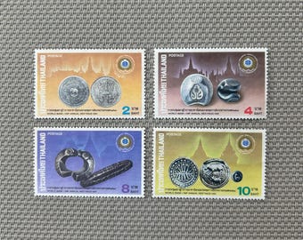 Thailand World Bank IMF Meeting Vintage Stamps 1991 - Ancient Thai Coins Commemorative Set
