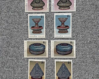 Vintage Thailand Heritage Conservation Stamps 1990 (3rd Series) - Mother of Pearl Art Set