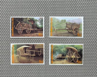 Vintage Thailand Stamps 1992 | Traditional Thai Carts (5th Series) Set of 4