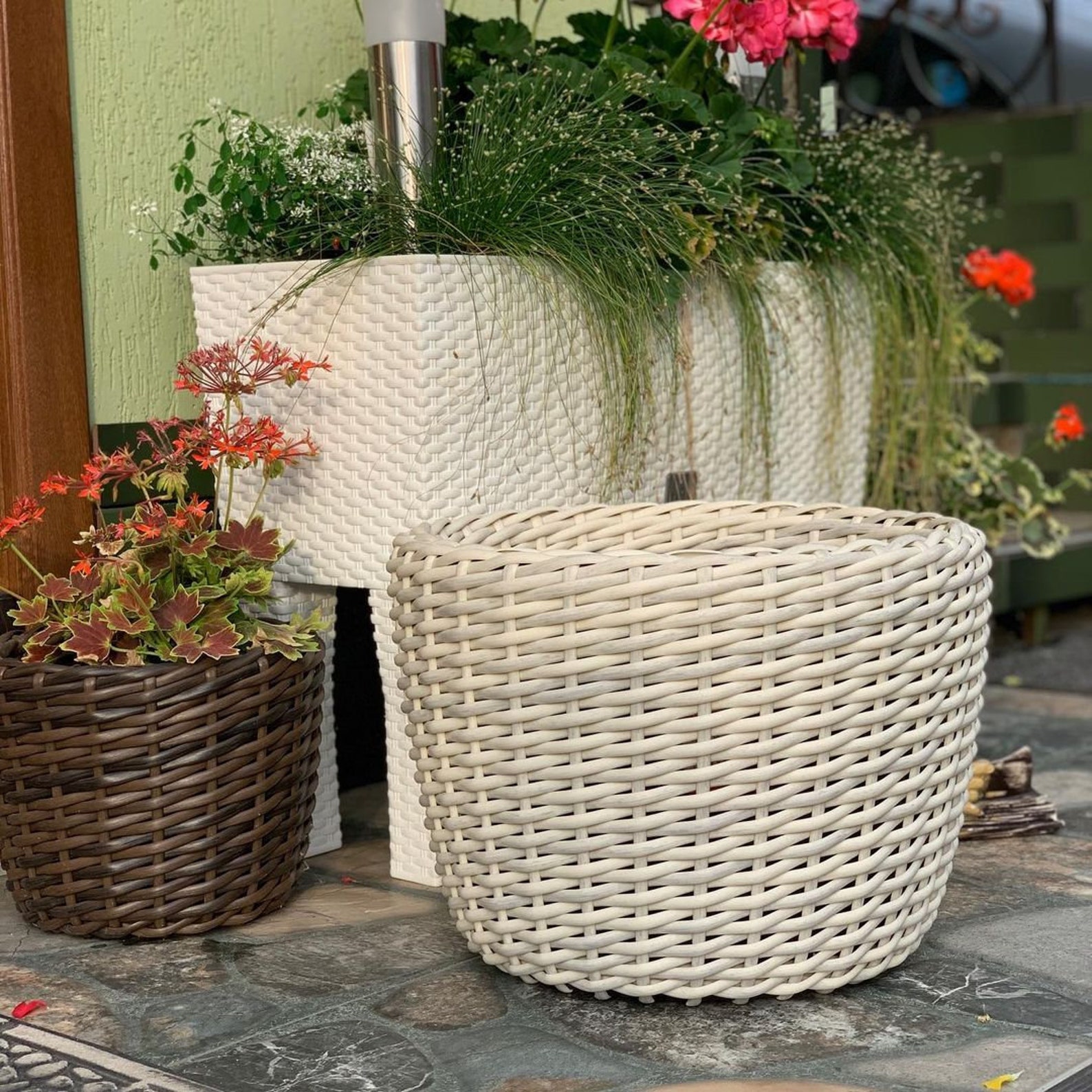 Big wicker pot for plants wicker flower pot beige floral Etsy