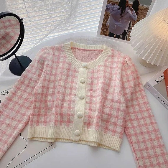 Pastel Plaid Cardigan Pastel Cardigan Pastel Sweater Plaid Etsy