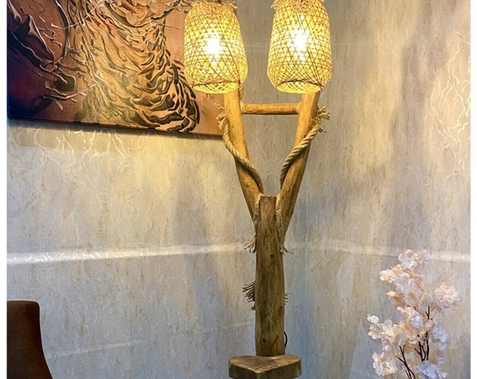 Wooden Floor Lamp Bookcase Floor Lamp With Shelf Natural Etsy