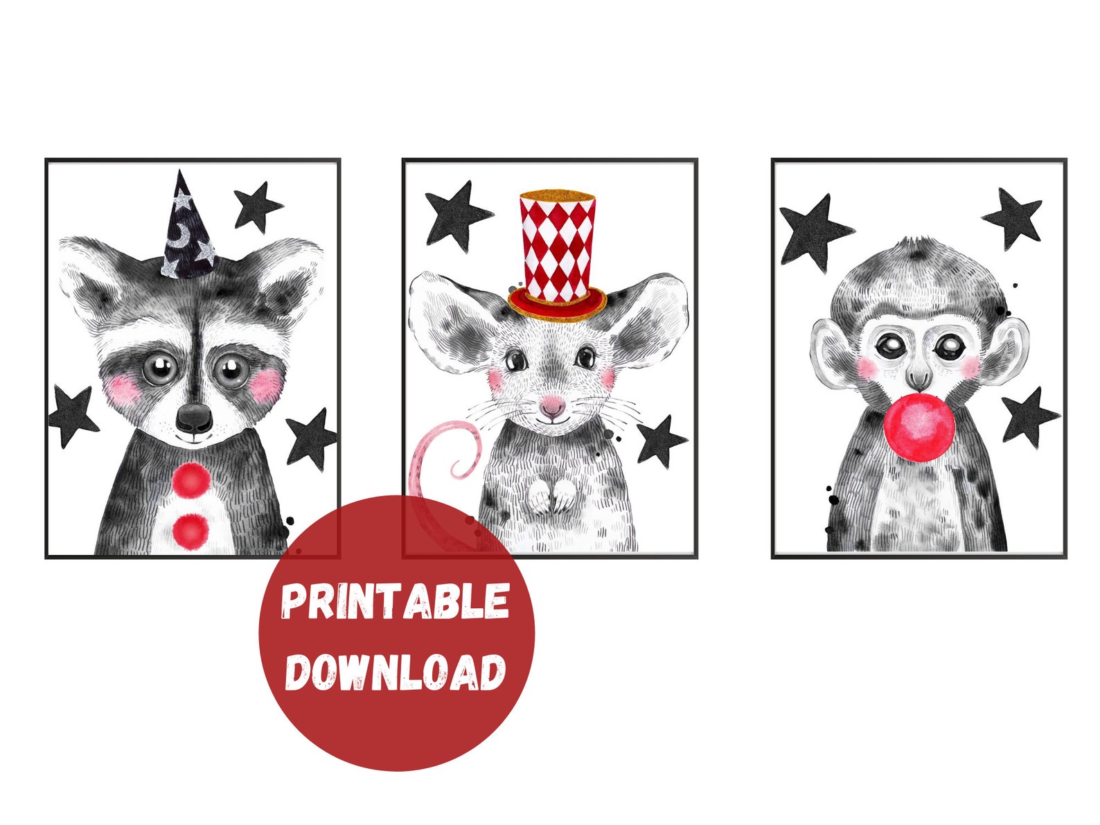 Circus Babies Printable Art Digital Download Nursery Art. | Etsy