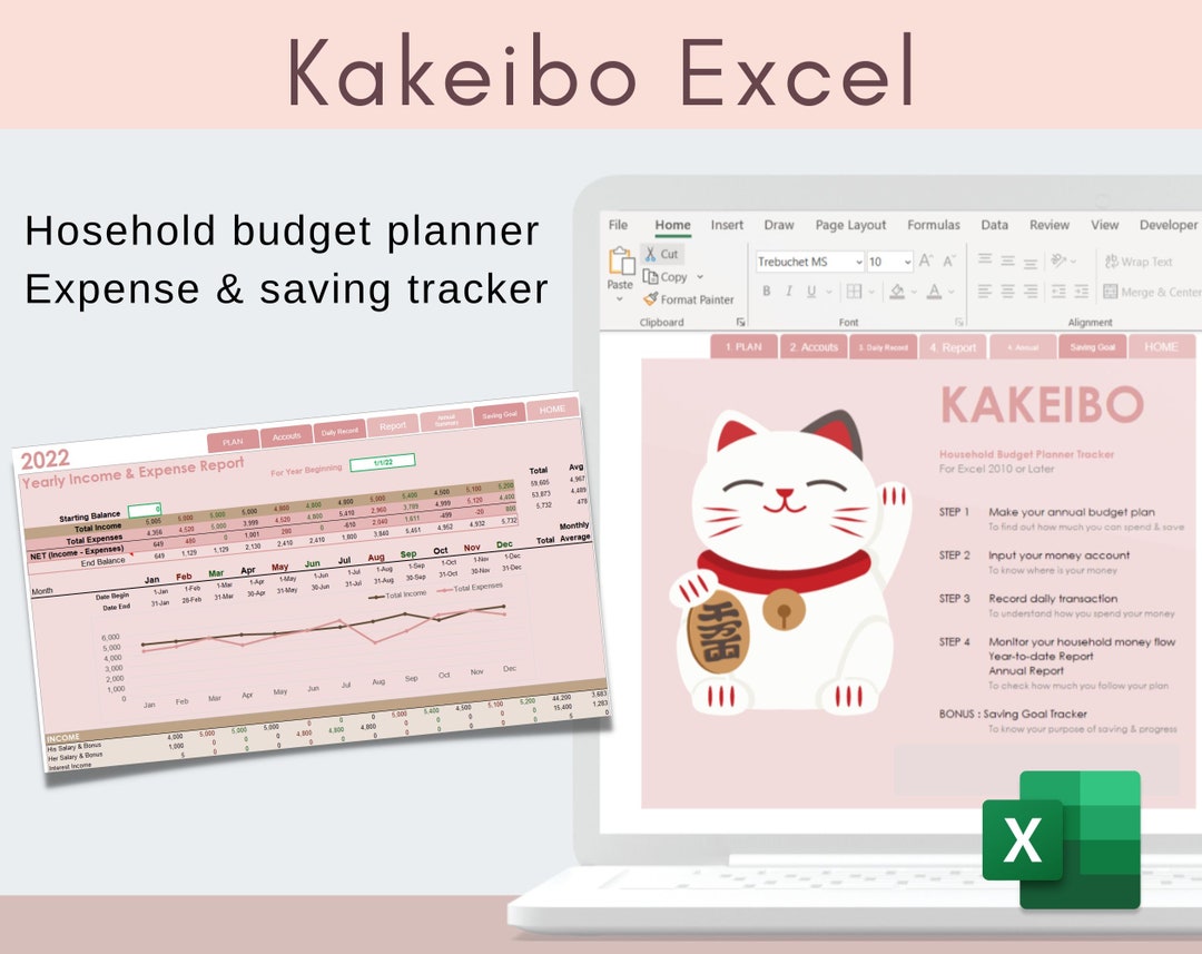 Kakeibo Excel Template Tool Household Budget Planner Expense Saving Kakeibo Excel Template Tool Household Budget Planner Expense Saving