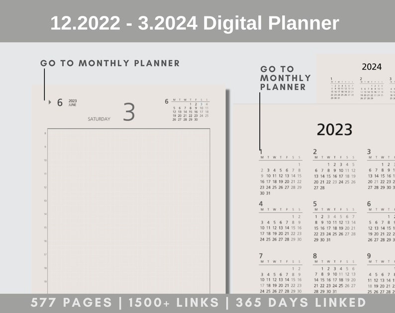 2023 2024 Digital Planner MUJI Style Brown Minimalist Etsy Israel