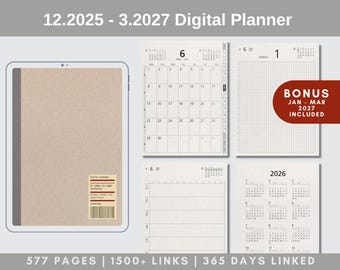 2026-2027 Muji Minimalist Digital Planner (PDF) – Monthly, Weekly, Daily Pages