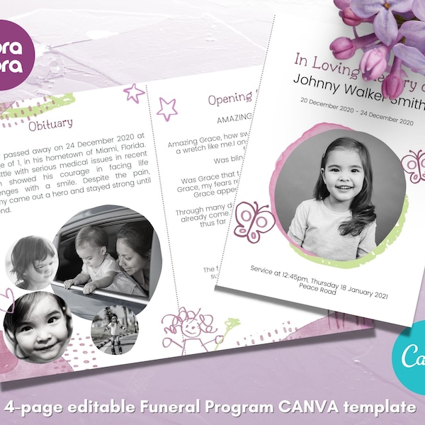 Baby Girl Obituary Template Etsy