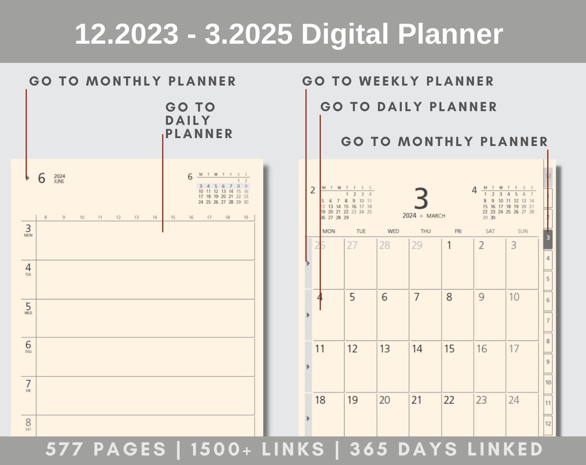 2025 2025 Digital Planner MUJI Style Beige Minimalist Etsy