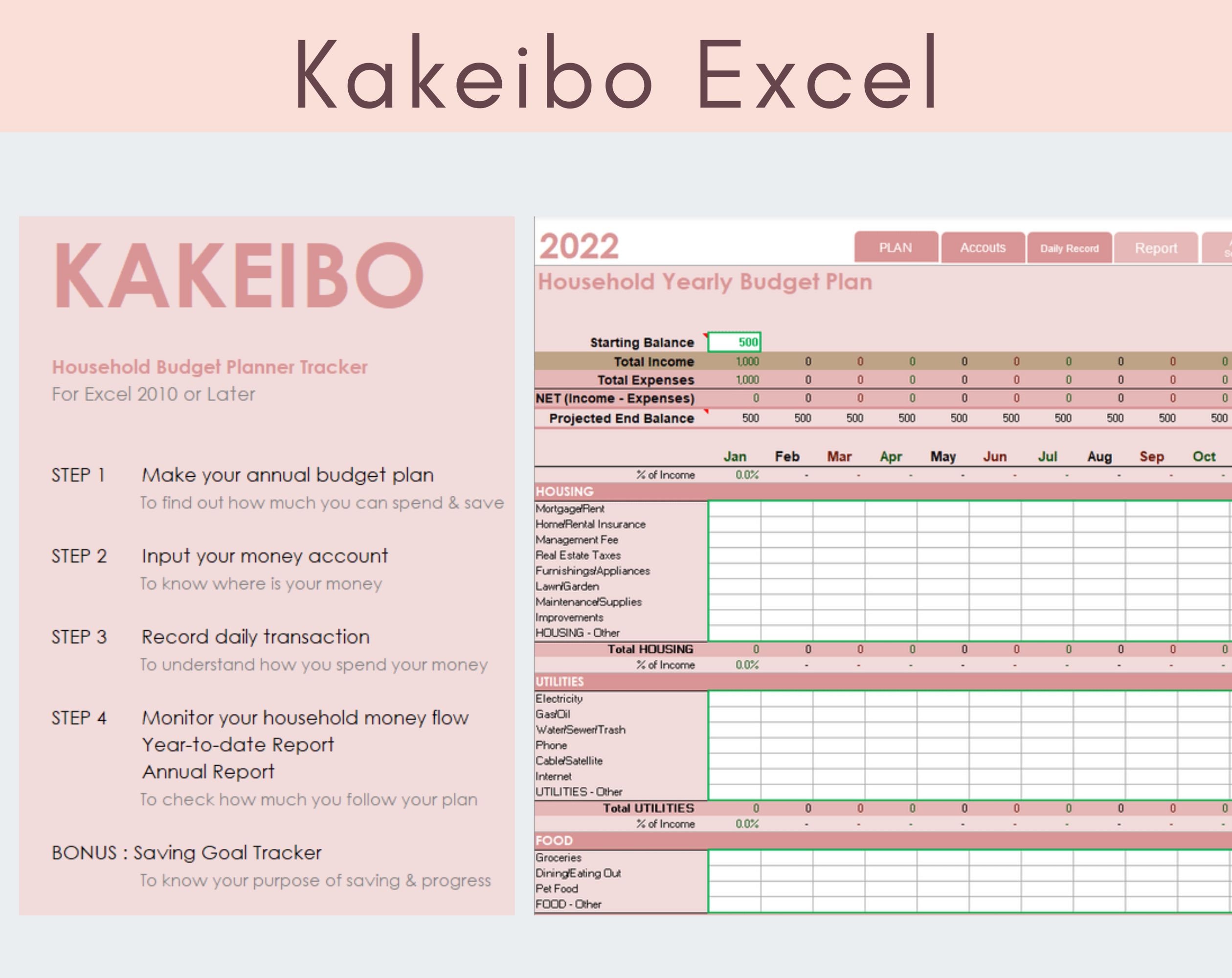 Kakeibo Excel Template Tool Household Budget Planner Expense Saving Kakeibo Excel Template Tool Household Budget Planner Expense Saving