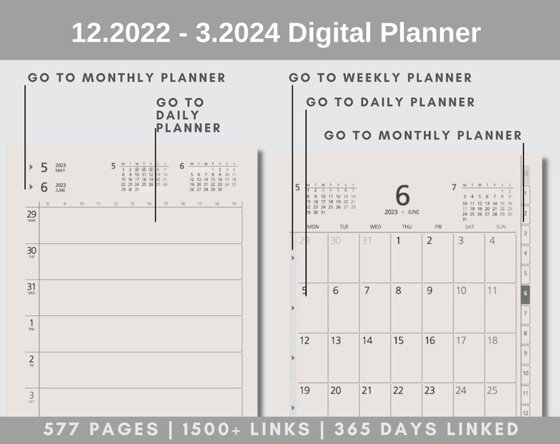 2023 2024 Digital Planner MUJI Style Brown Minimalist Etsy Israel