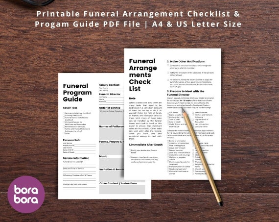 Funeral Program Guide & Checklist | Printable Arrangement Planner (PDF)