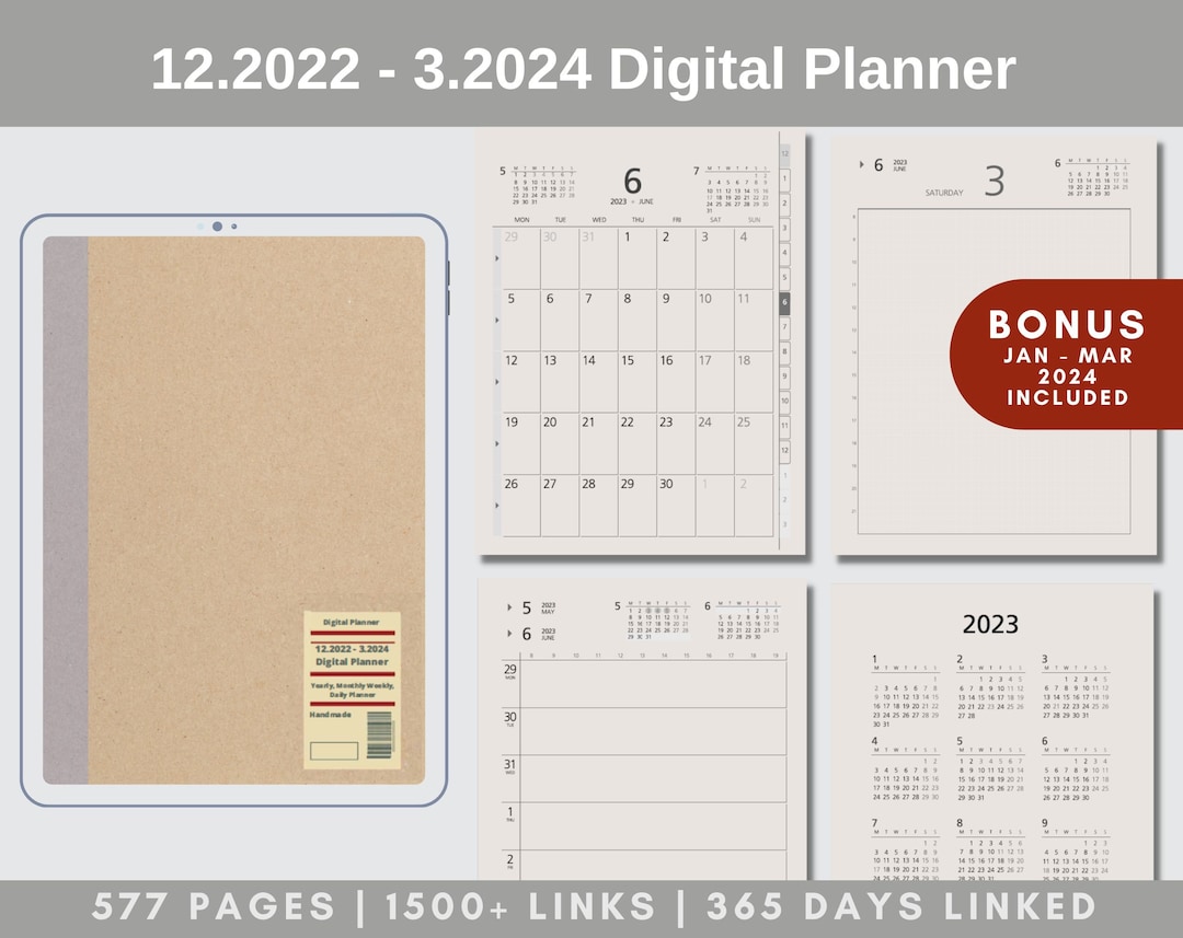 2023 2024 digitaler Planer MUJI Stil Braun minimalistisch Etsy.de