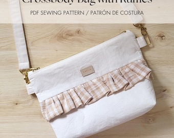 Patrón de costura de bolso bandolera con volantes | Ruffled Crossbody Bag Sewing Pattern PDF