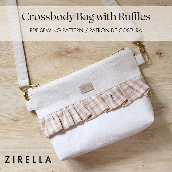 Patrón de costura de bolso bandolera con volantes | Ruffled Crossbody Bag Sewing Pattern PDF