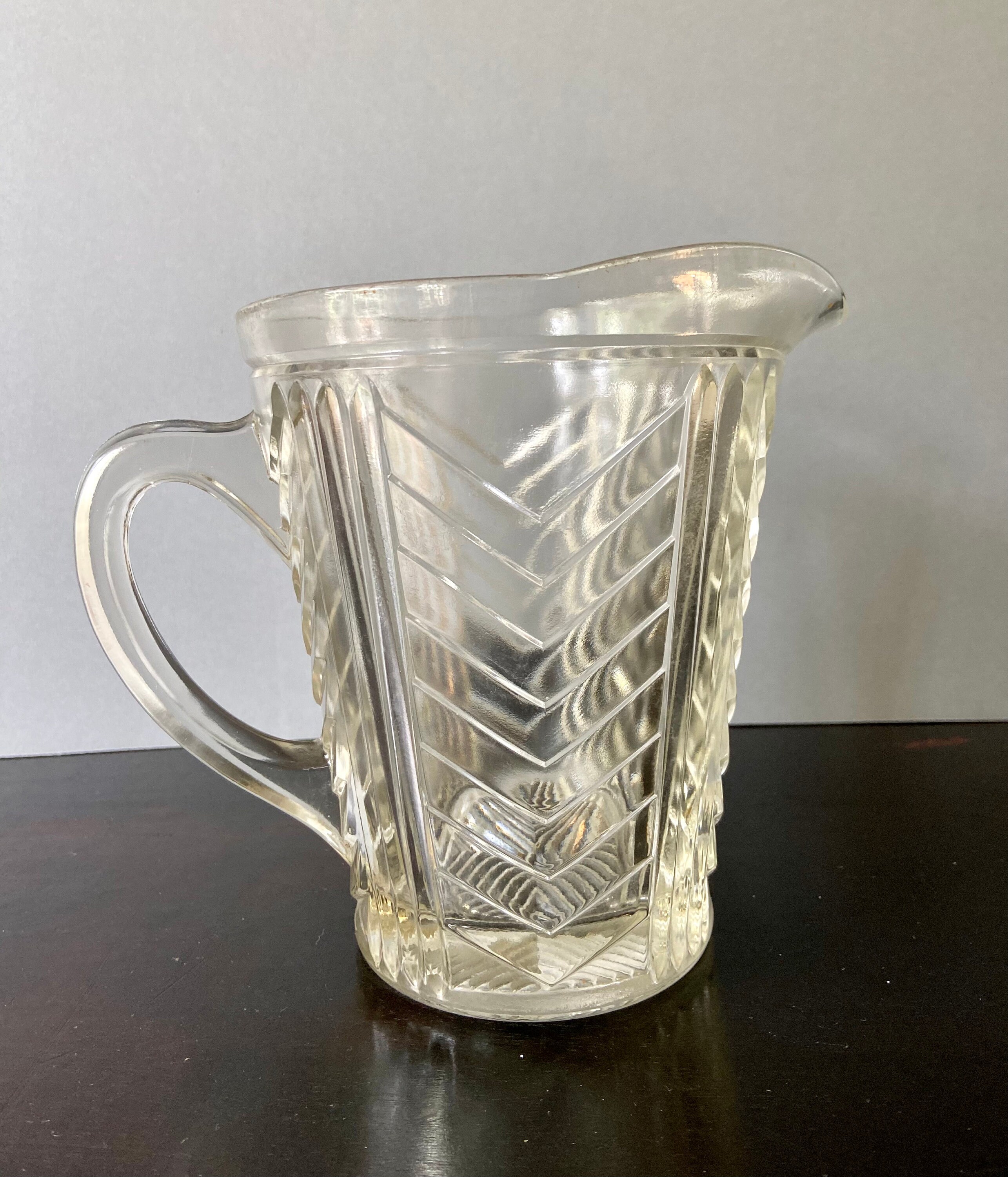 Glass Water Jug, Pressed Glass Pitcher, Vintage Milk Jug, Retro Water Jug, Glass Milk Jug, Clear
