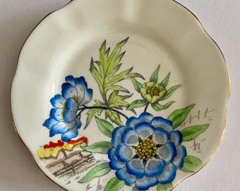 Petites assiettes bleues et blanches vintage par Taylor & Kent Pottery