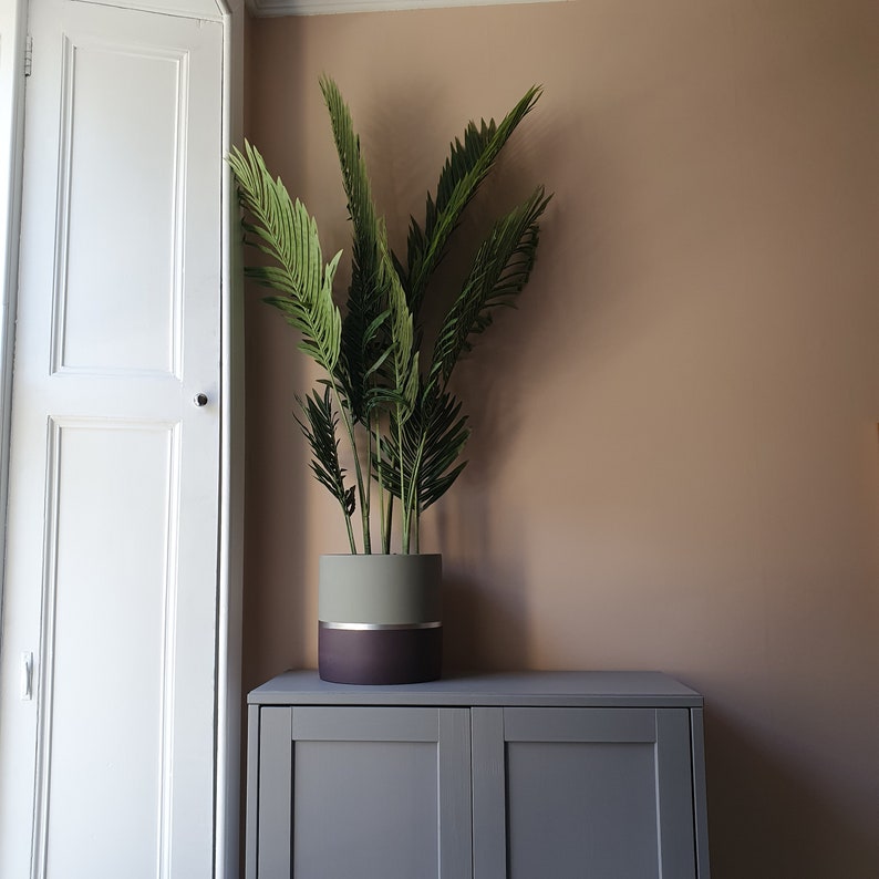 MELROSE 25cm Concrete Indoor Plant Pot | Extra Large Planter | Purple ...
