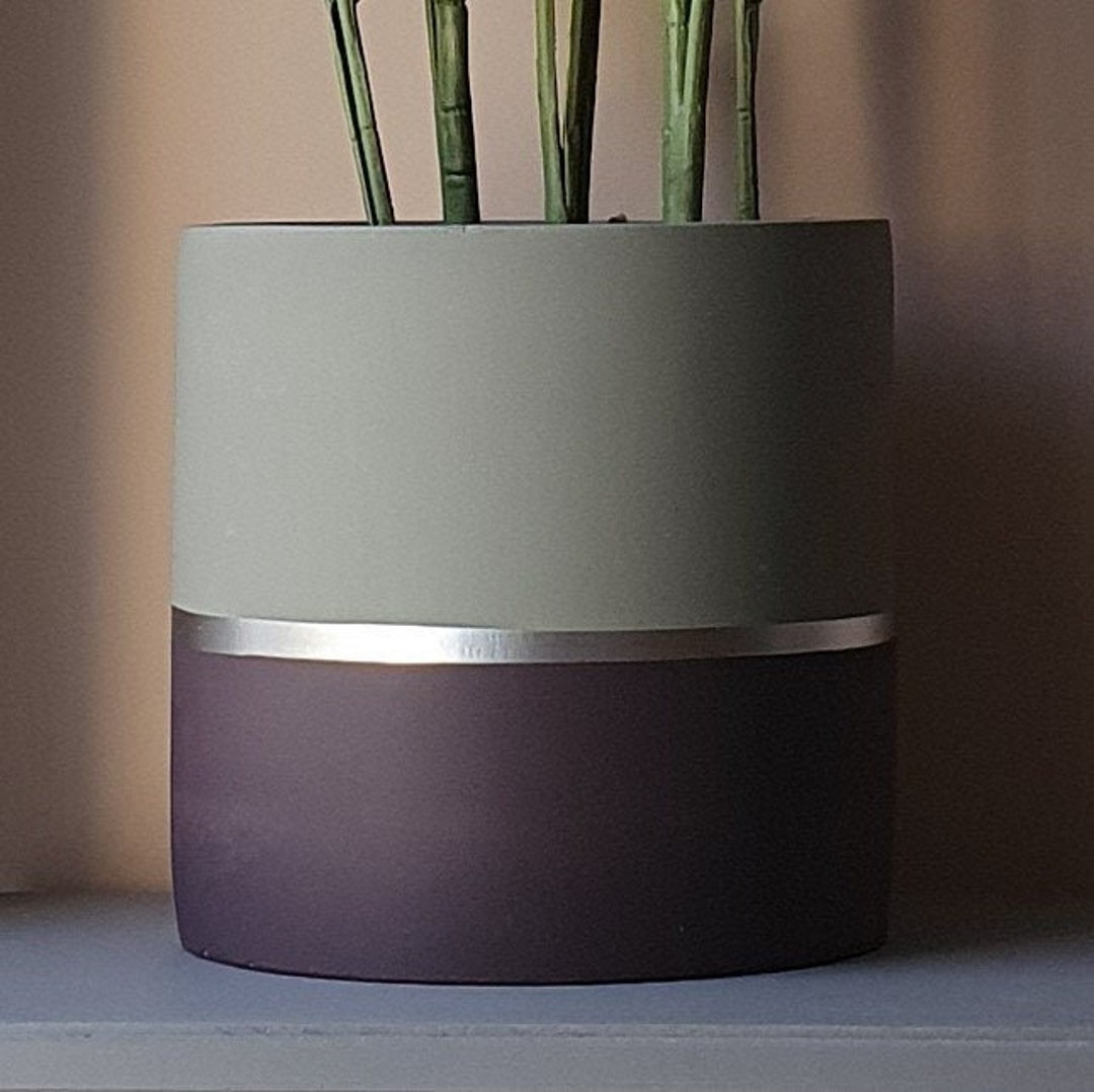 MELROSE 25cm Concrete Indoor Plant Pot | Extra Large Planter | Purple ...