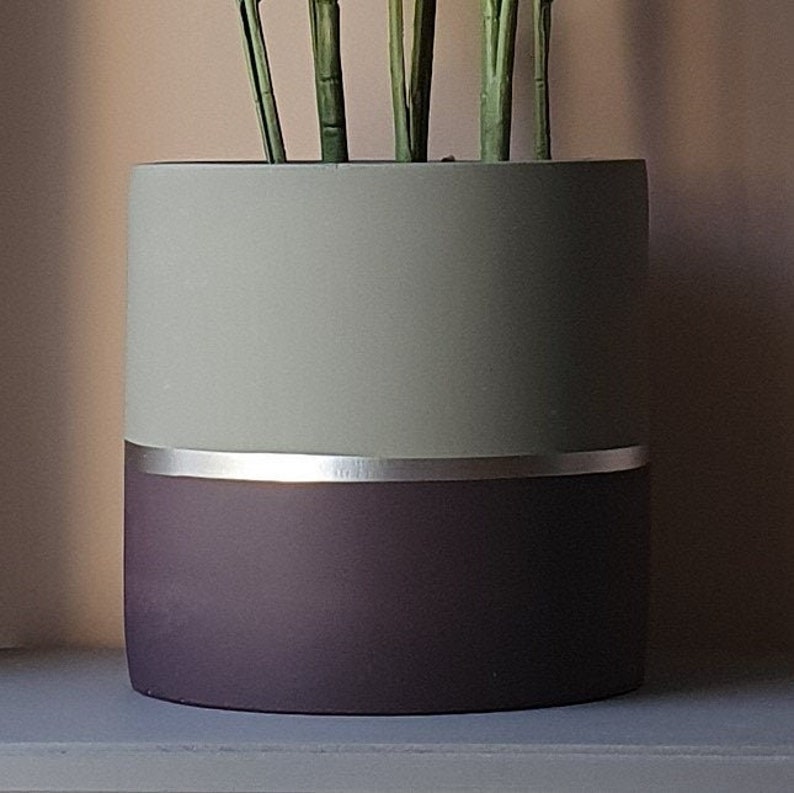 MELROSE 25cm Concrete Indoor Plant Pot | Extra Large Planter | Purple ...
