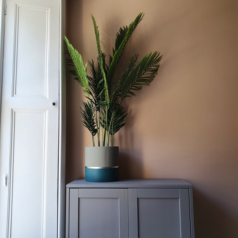 MELROSE 25cm Concrete Indoor Plant Pot | Extra Large Planter | Blue ...