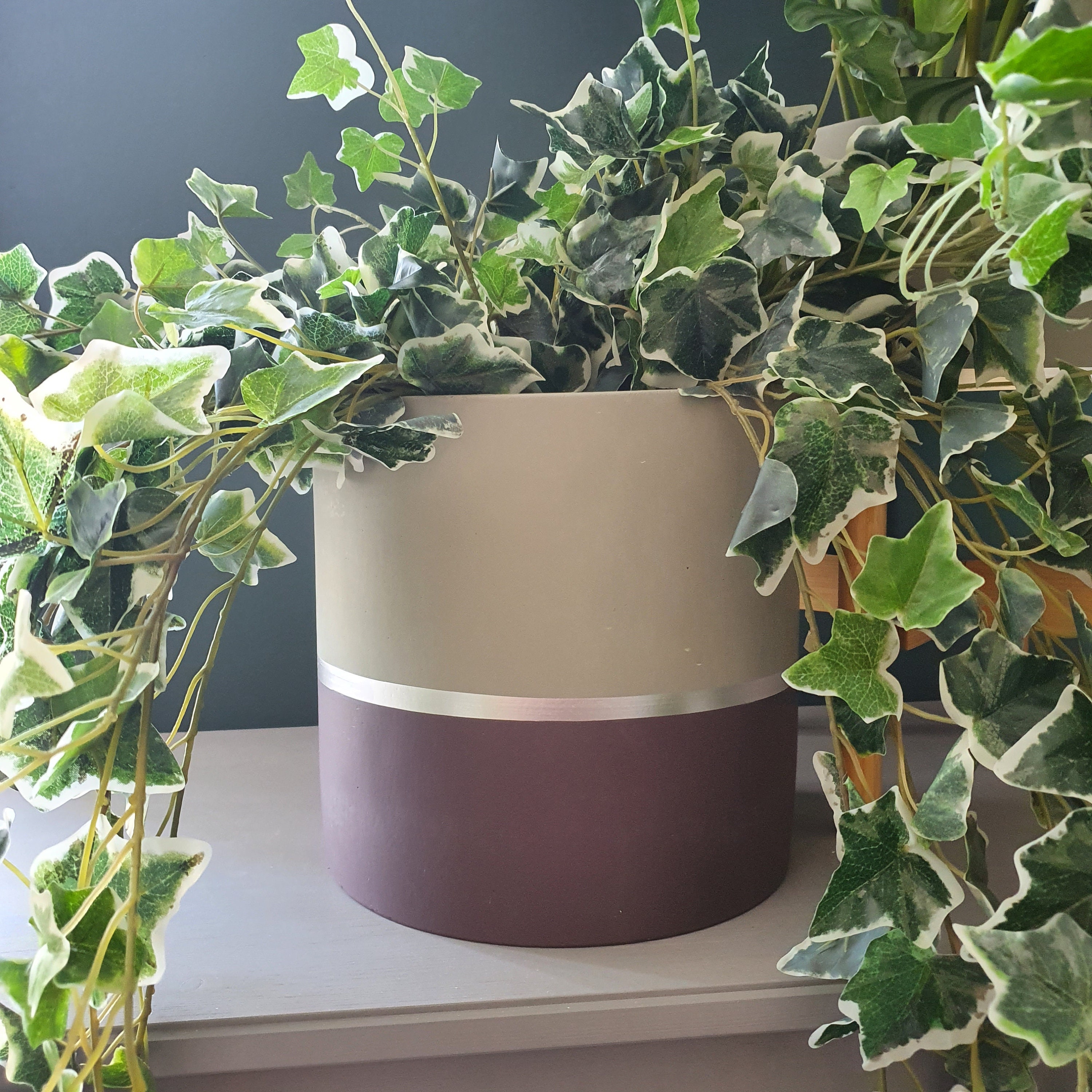 MELROSE 25cm Concrete Indoor Plant Pot | Extra Large Planter | Purple ...